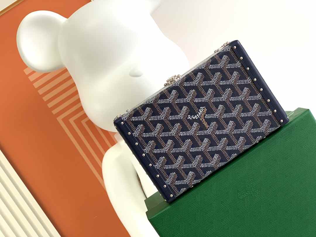 Goyard Minaudière Trunk Bag Navy Blue