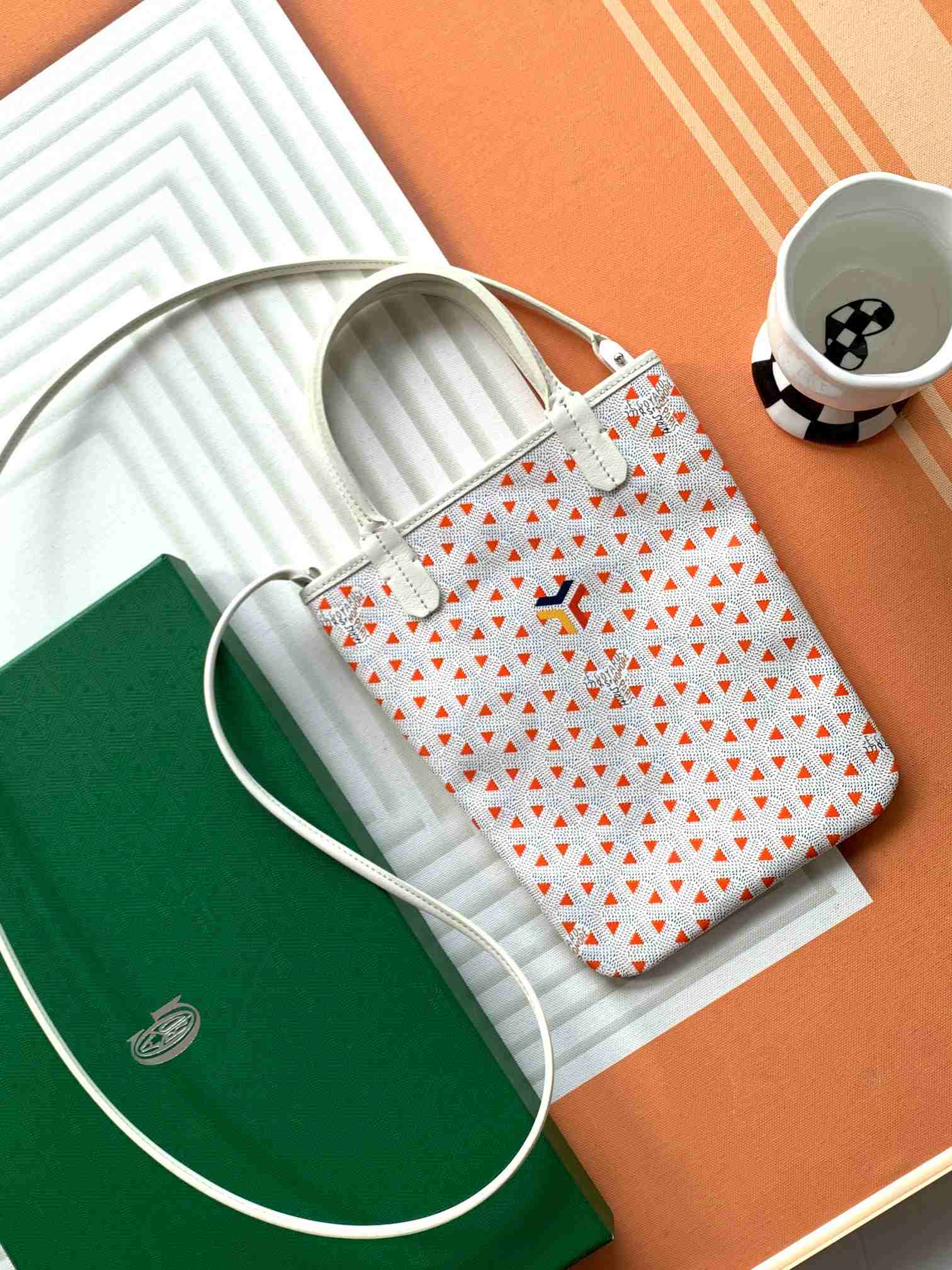 Goyard Poitiers Bag White & Orange