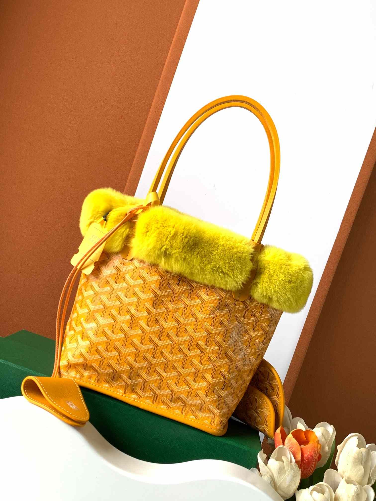 Goyard Rabbit Fur Mini Tote Bag Yellow
