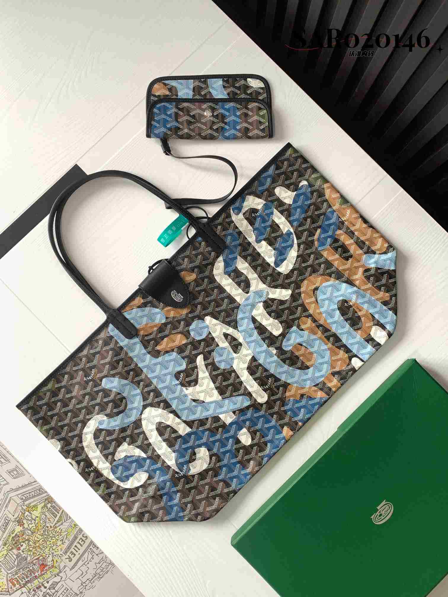Goyard Saint Louis GM Bag Limited Edition Camo Print Blue