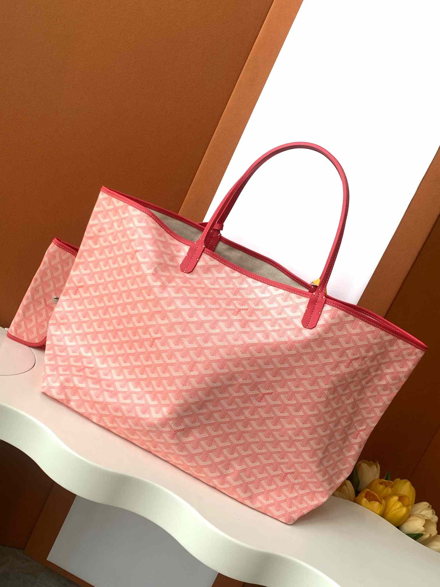 Goyard Saint Louis GM Bag Watermelon Red & Sakura Pink