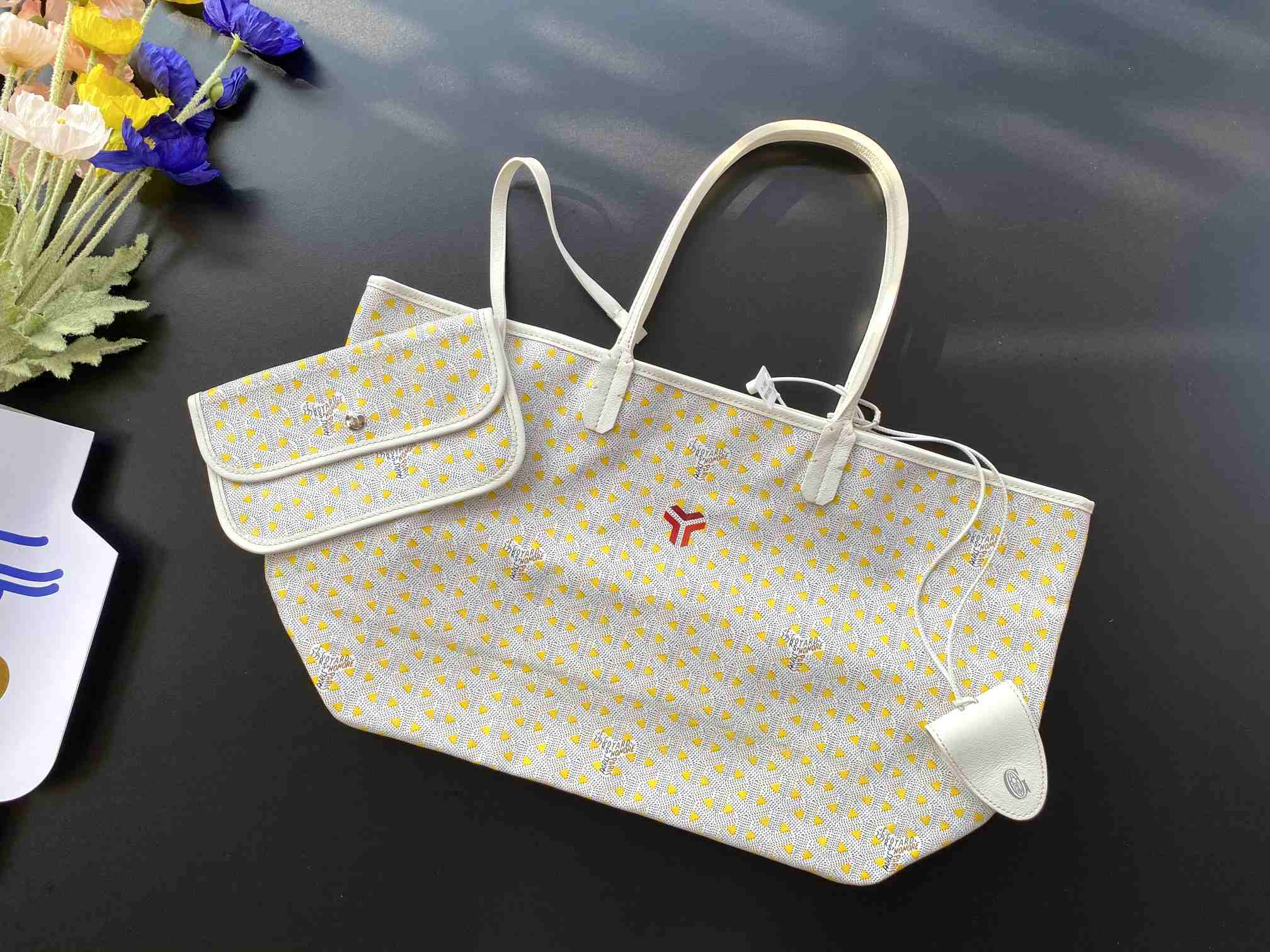 Goyard Saint Louis Goyardine Claire Voie PM Bag White & Yellow